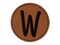 Letter W Uppercase Felt Marker Font Round Iron-On Engraved Faux Leather Patch Applique - 2.5"